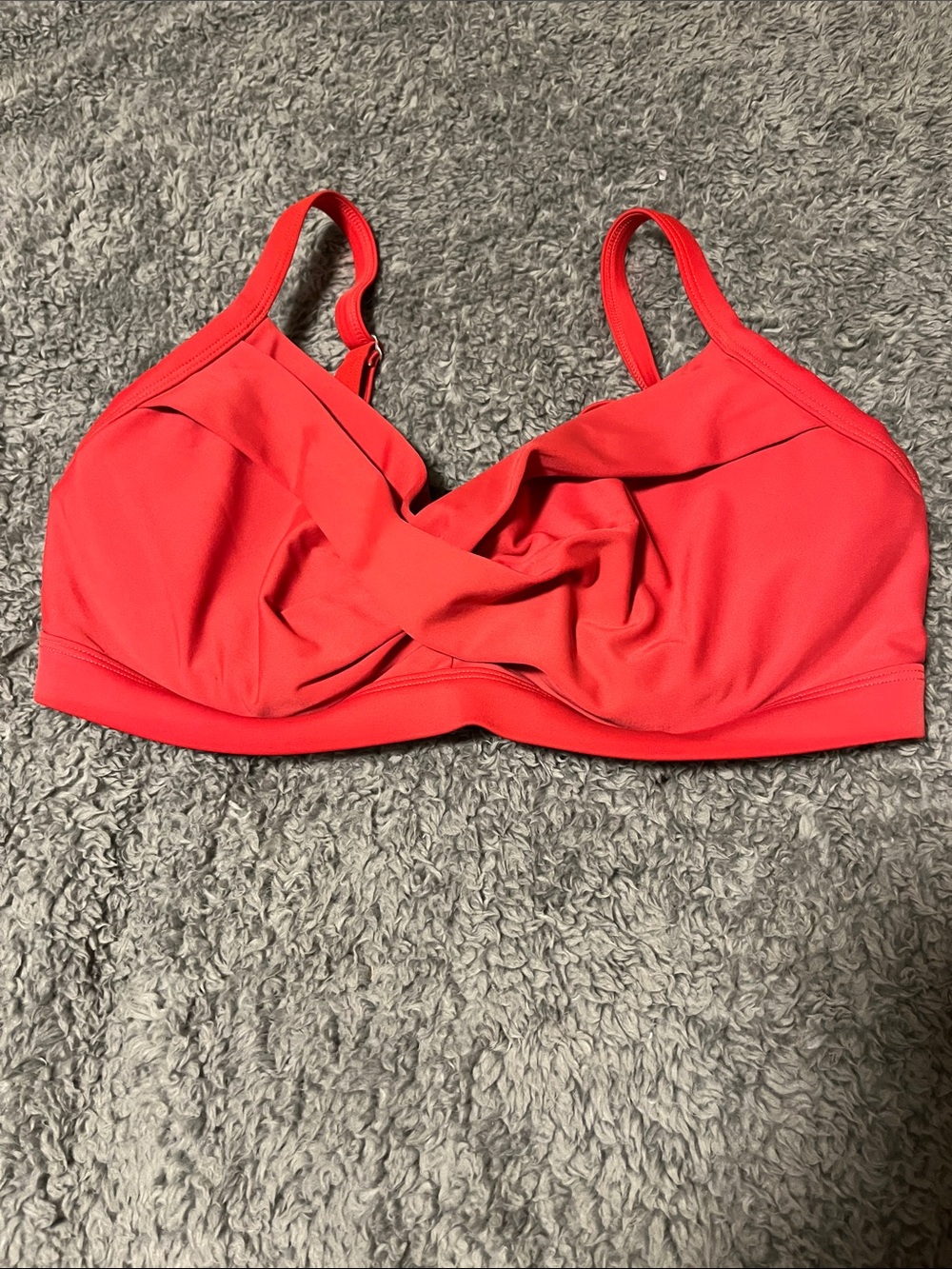 Athleta Red Dark Orange Swim Top Bra Bikini Twisted Style Size 34D/DD 54023